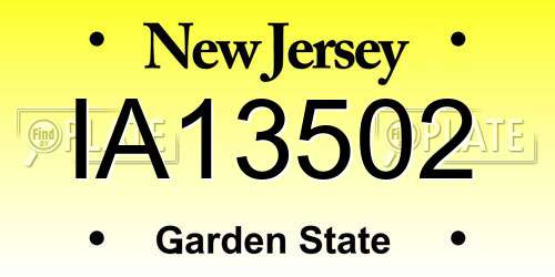 IA13502 New Jersey License Plate