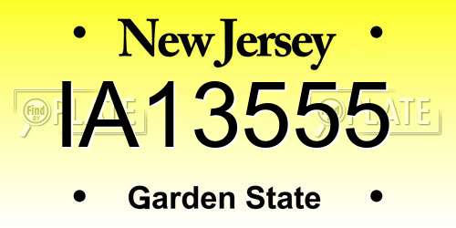 IA13555 New Jersey License Plate