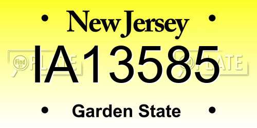 IA13585 New Jersey License Plate