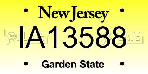 IA13588 New Jersey License Plate