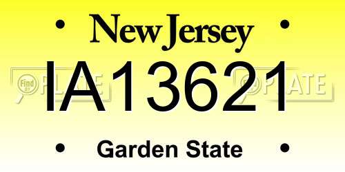 IA13621 New Jersey License Plate