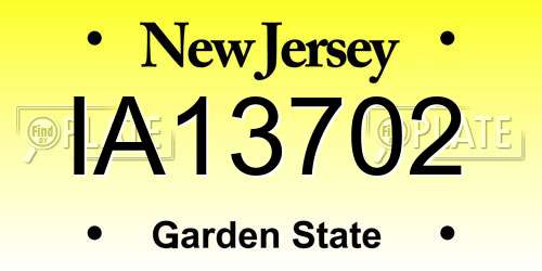 IA13702 New Jersey License Plate