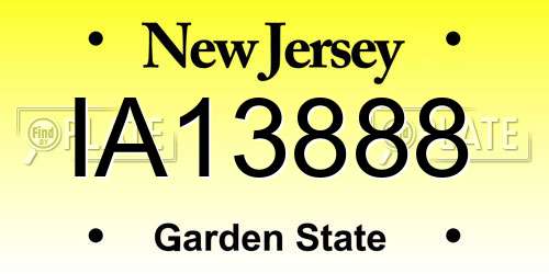IA13888 New Jersey License Plate