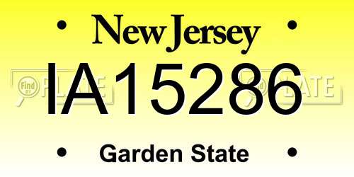 IA15286 New Jersey License Plate