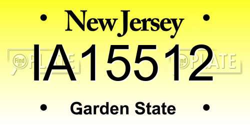 IA15512 New Jersey License Plate