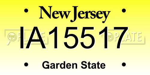 IA15517 New Jersey License Plate