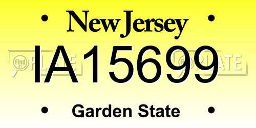 IA15699 New Jersey License Plate