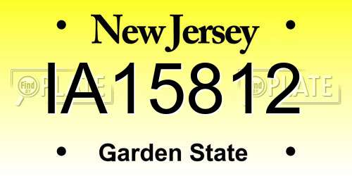 IA15812 New Jersey License Plate