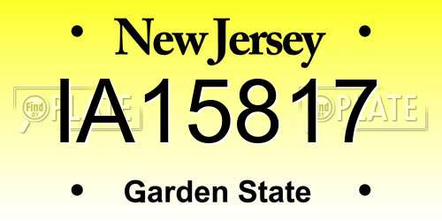IA15817 New Jersey License Plate