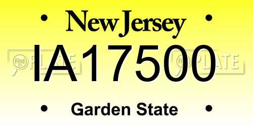 IA17500 New Jersey License Plate