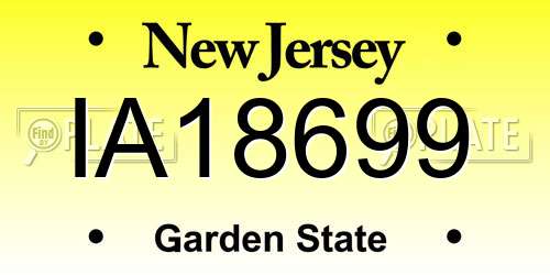 IA18699 New Jersey License Plate