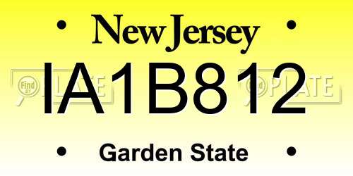 IA1B812 New Jersey License Plate