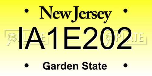 IA1E202 New Jersey License Plate