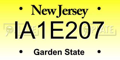IA1E207 New Jersey License Plate