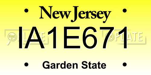 IA1E671 New Jersey License Plate