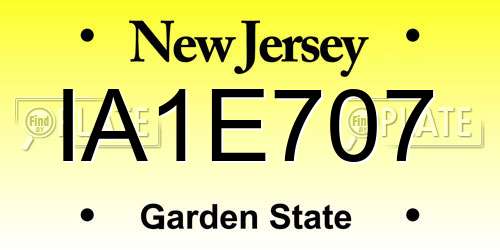 IA1E707 New Jersey License Plate