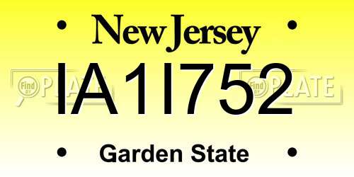 IA1I752 New Jersey License Plate