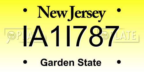 IA1I787 New Jersey License Plate