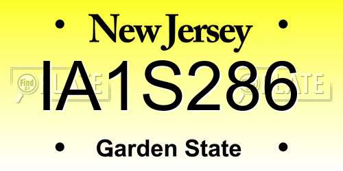 IA1S286 New Jersey License Plate