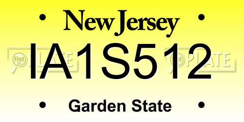 IA1S512 New Jersey License Plate