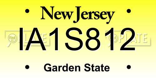 IA1S812 New Jersey License Plate