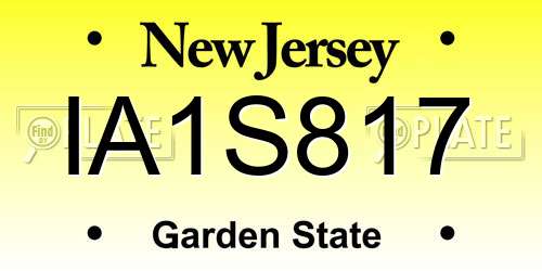 IA1S817 New Jersey License Plate