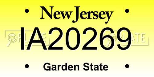 IA20269 New Jersey License Plate