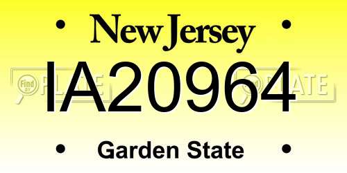 IA20964 New Jersey License Plate