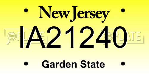 IA21240 New Jersey License Plate