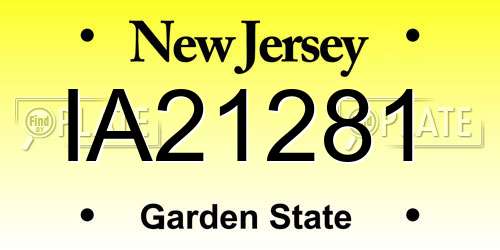 IA21281 New Jersey License Plate