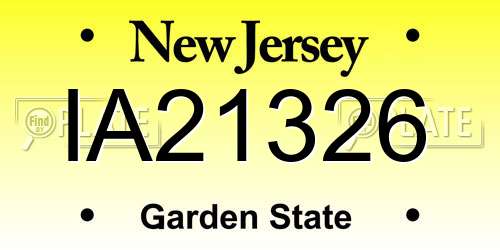 IA21326 New Jersey License Plate