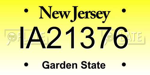 IA21376 New Jersey License Plate