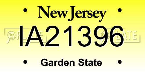IA21396 New Jersey License Plate