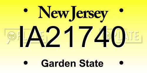 IA21740 New Jersey License Plate