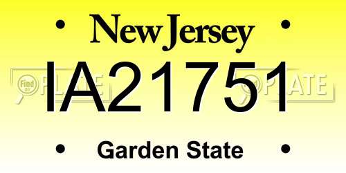 IA21751 New Jersey License Plate