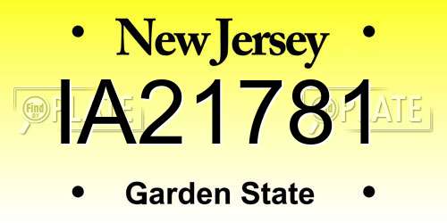 IA21781 New Jersey License Plate