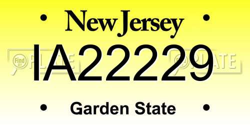 IA22229 New Jersey License Plate