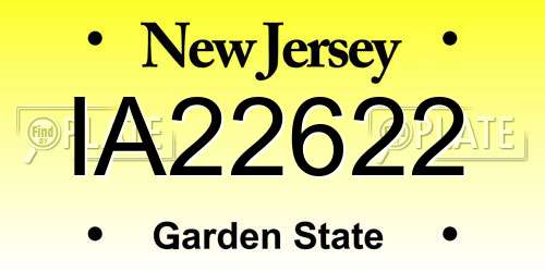 IA22622 New Jersey License Plate