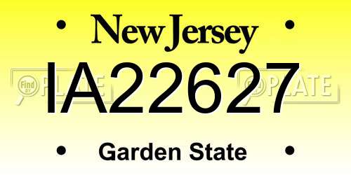 IA22627 New Jersey License Plate