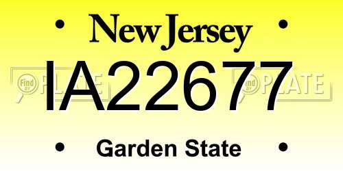 IA22677 New Jersey License Plate