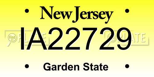 IA22729 New Jersey License Plate