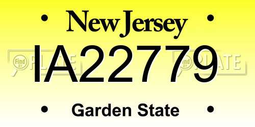 IA22779 New Jersey License Plate