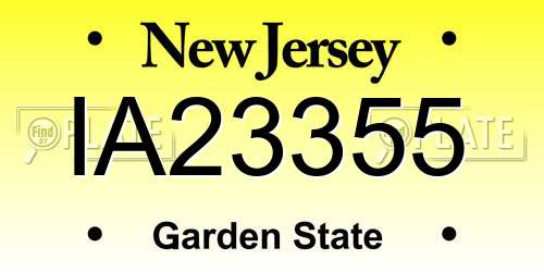 IA23355 New Jersey License Plate