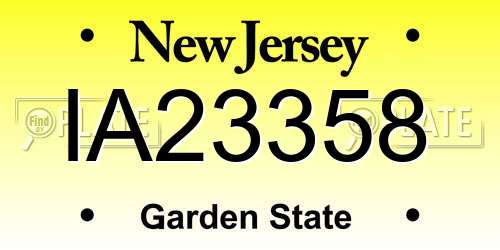 IA23358 New Jersey License Plate