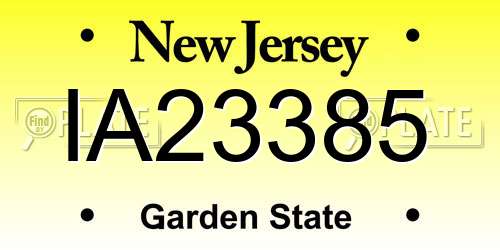 IA23385 New Jersey License Plate