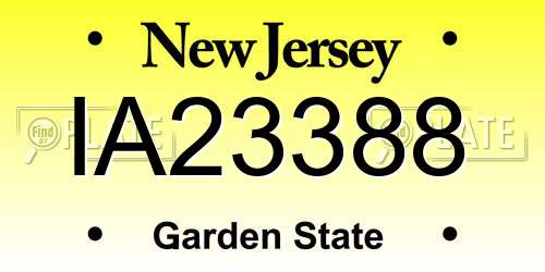 IA23388 New Jersey License Plate