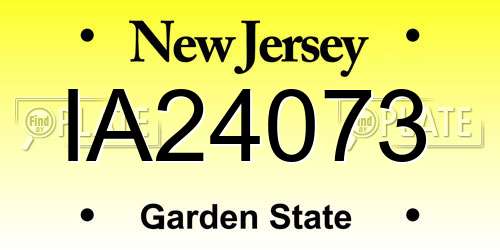 IA24073 New Jersey License Plate