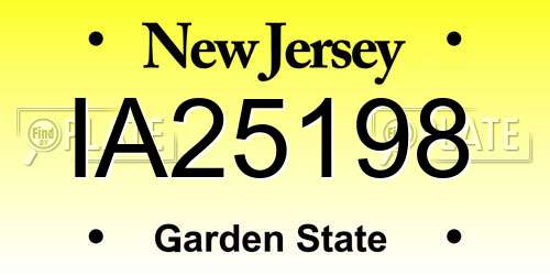 IA25198 New Jersey License Plate