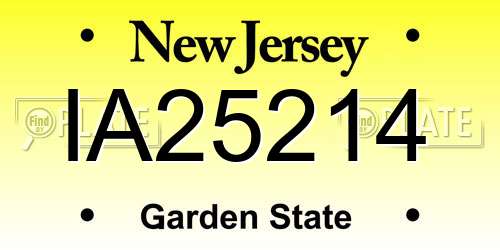 IA25214 New Jersey License Plate