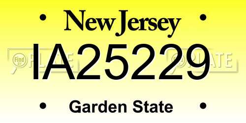 IA25229 New Jersey License Plate